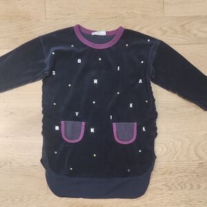 Sonia Rykiel Navy Velvet Dress with Purple Trim